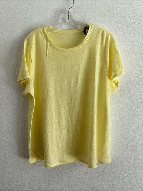 Eileen Fisher Tops - Eileen Fisher Organic Linen Shirt Top T-Shirt Women's Size L Yellow Short Sleeve